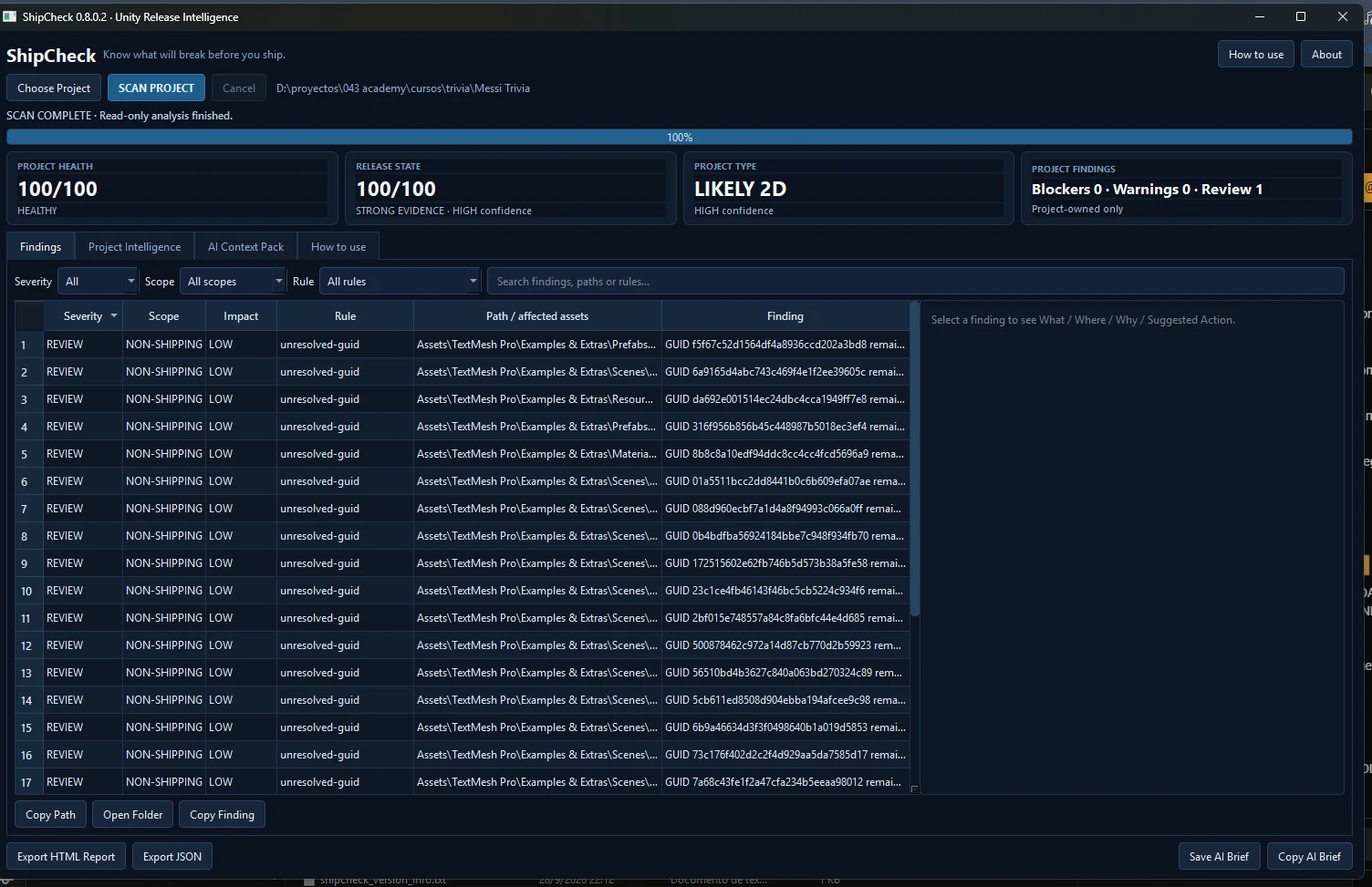 ShipCheck project analysis overview